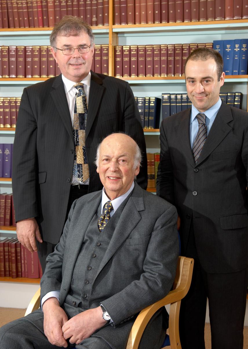 Judge James Crawford at the Lauterpacht Centre for International Law with Sir Elihu Lauterpacht and Roger O'Keefe