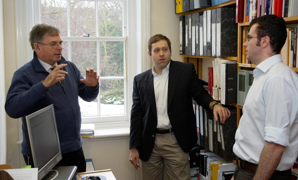 Judge James Crawford with students at the Lauterpacht Centre for International Law